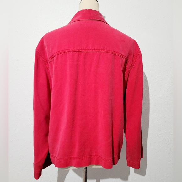 Coldwater Creek Red Tencel Lyocell Jacket Women’s SZ Large Button Front Utility - Picture 5 of 10